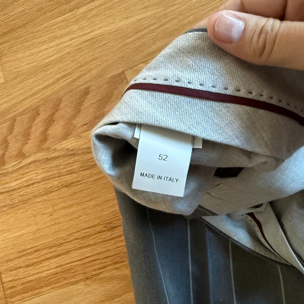 Brunello Cucinelli Pleated Chalk Stripe Wool & Cotton Trousers Size 36/36 - Picture 9 of 13